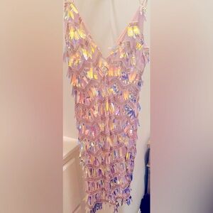 Shimmering Pink Sequin Mini Dress